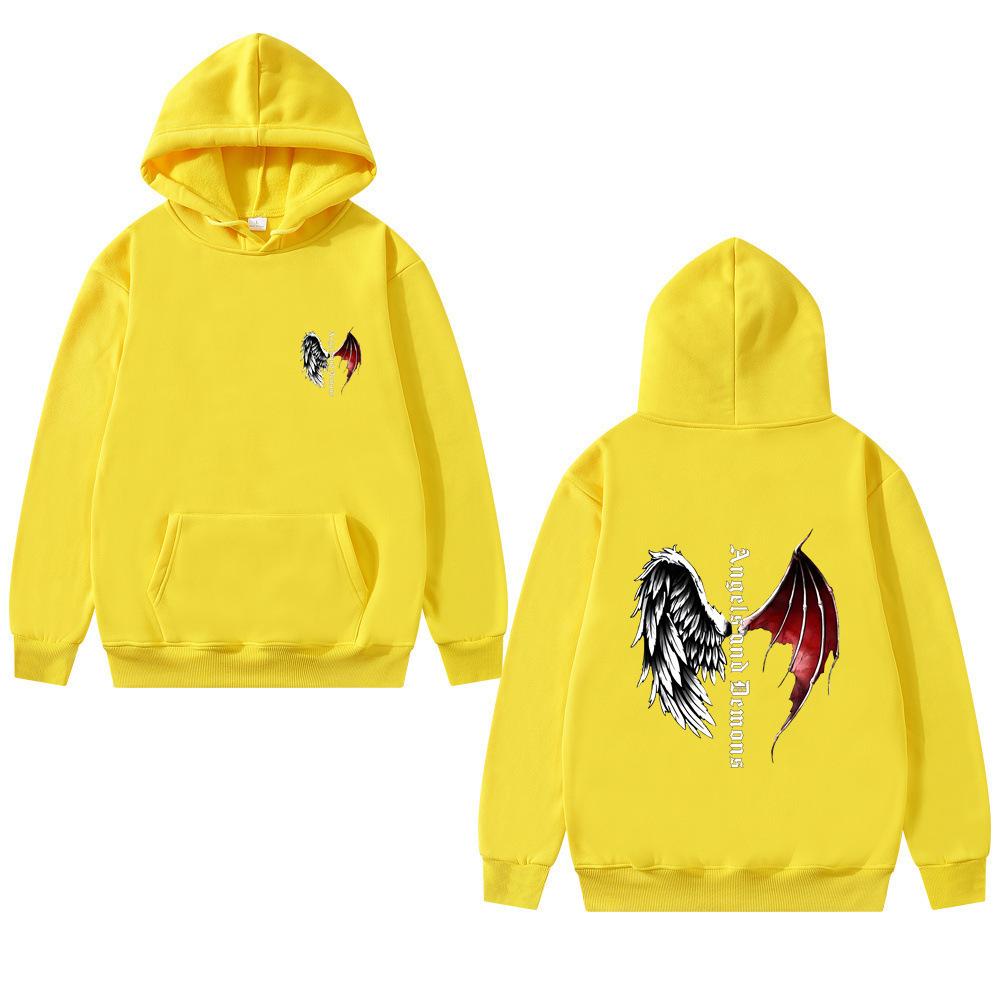 Зимние худи в стиле дарк-панк с принтом в виде крыльев, модные повседневные спортивные толстовки с длинным рукавом, унисекс для мужчин и женщин