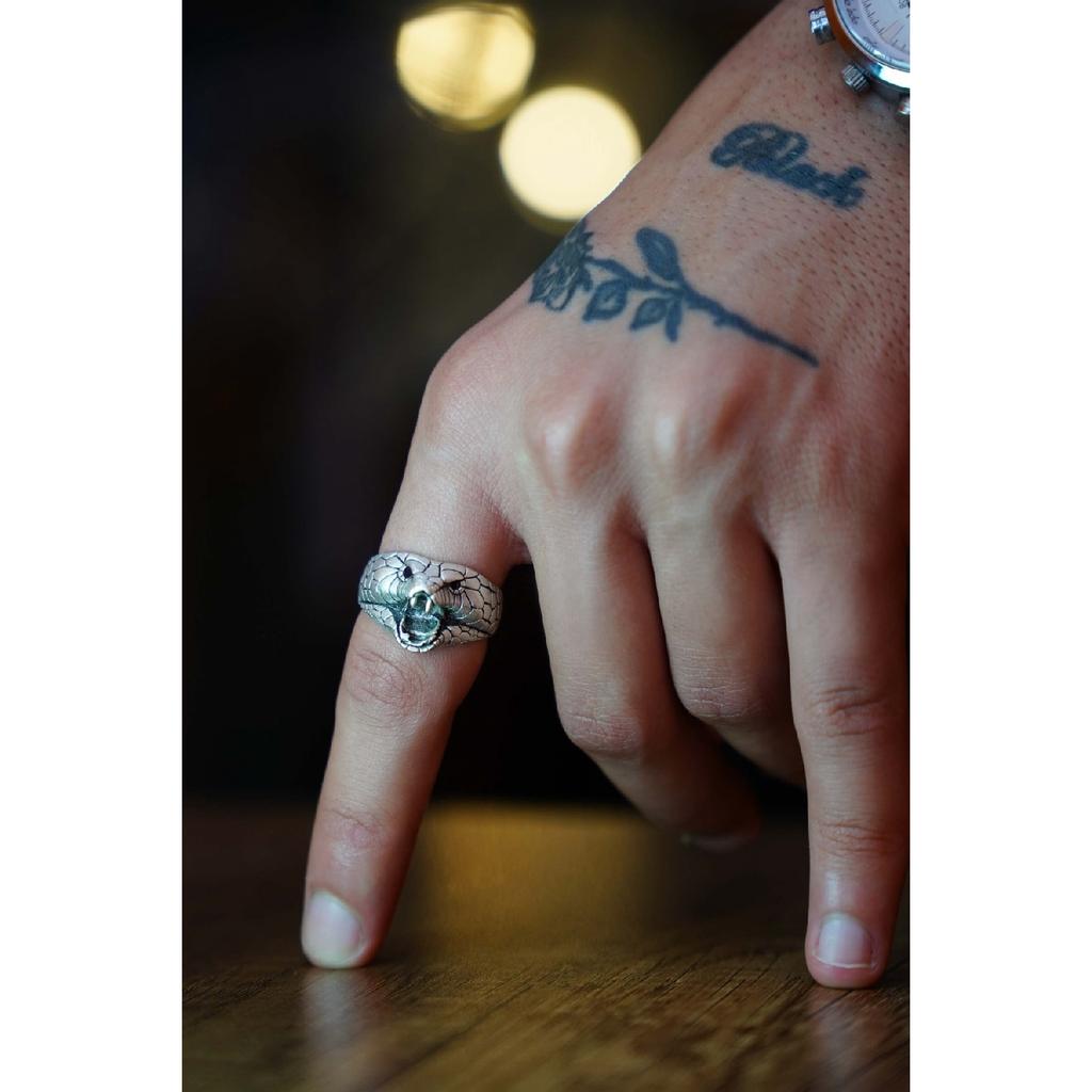 Модель головы змеи кобры, регулируемое посеребренное кольцо