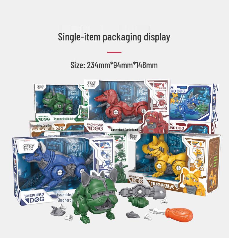 Parent-Child Mechanical Dog Assembled Disassembly Toy: Hands-on Educational Brain-Building Set for Kids