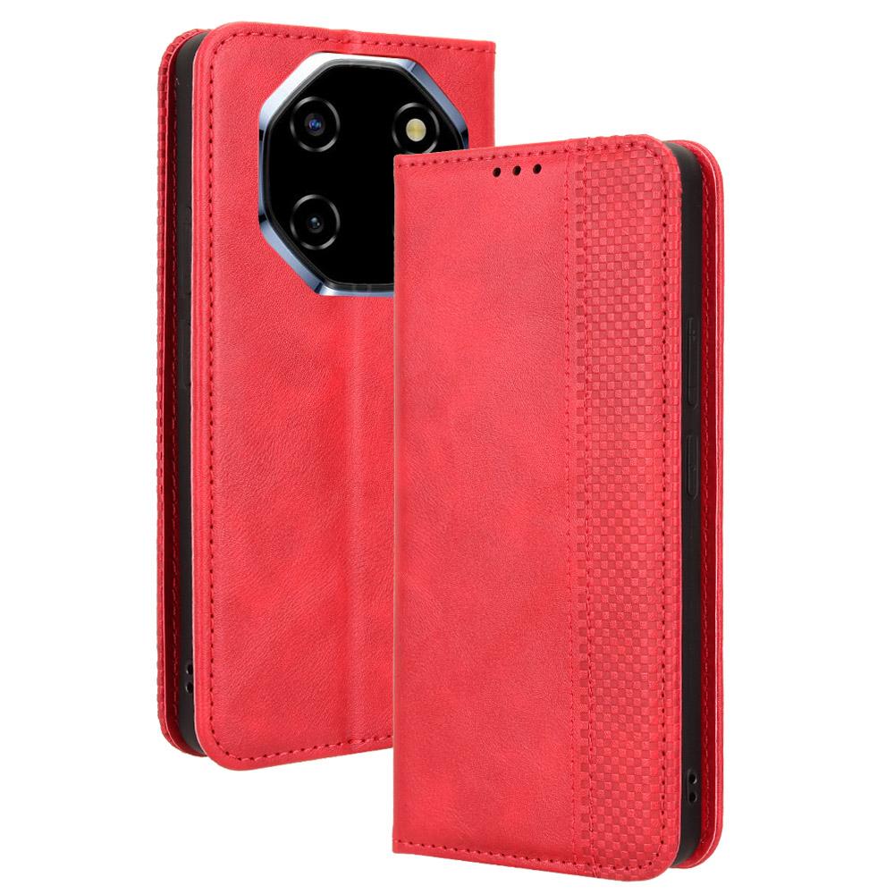 Кожаный чехол-кошелек с подставкой и ретро-текстурой для Blackview Shark 6/Oscal Tiger 8