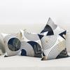 Luxury Abstract Throw Pillow Covers Set Of 4 Navy Blue Gold Leaf Geometric Pillowcase Polyester Linen Fabric Modern Home Decor
