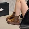 Модные ботильоны на платформе с леопардовым принтом, женские замшевые теплые туфли, женская тенденция 2024 года, новая модная обувь для зимы и мотоцикла, ботинки Mujer