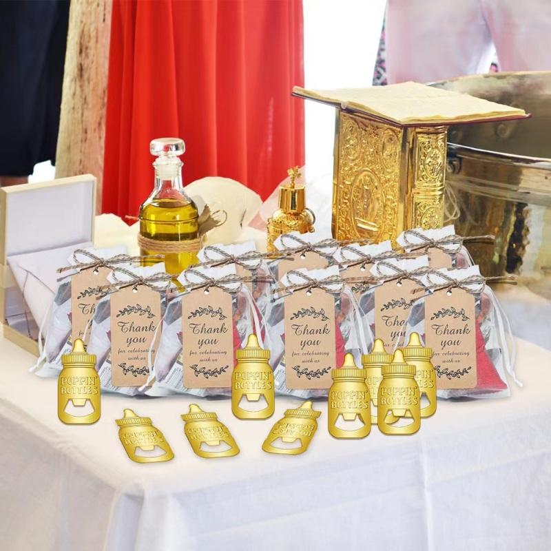 24pcs Metal Bottle Openers With Organza Bags Thank You Tags Baby Shower Theme Party Return Favors