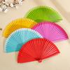 Solid Color Wooden Folding Fan Portable Summer Handheld Cooling Fan Decoration Dance Performance Props Party Costume Accessories