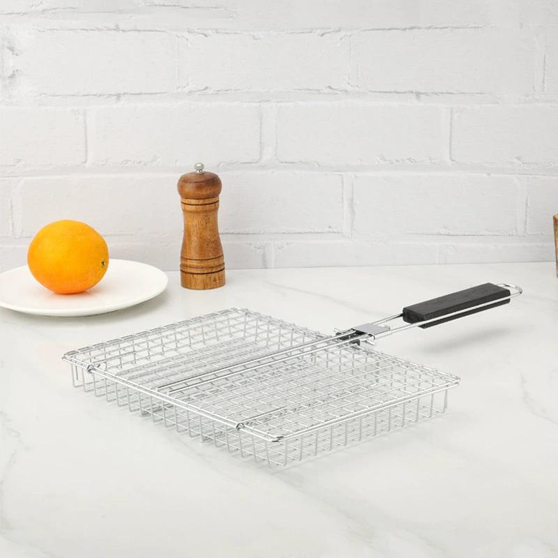 Foldable 304 Stainless Steel Bbq Mesh Non Stick Grilling Basket Grill Mesh Mat Meat Vegetable Steak Picnic Party Barbecue Tool