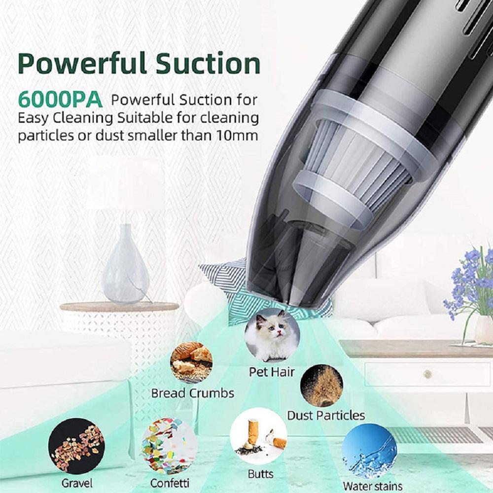 2024 Wireless Handheld Vacuum 8500pa Powerful Cyclone Suction Portable Rechargeable Vacuum Cleaner Charge for Car Home Pet Hair