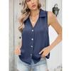 Женская однотонная шифоновая рубашка с V-образным вырезом, свободного кроя, без рукавов, жилет с застежкой на пуговицу-твист