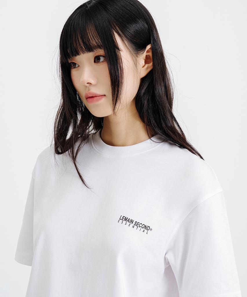 LEMAIN SECOND Basic Logo Print Oversized Short Sleeve T-Shirt [White]