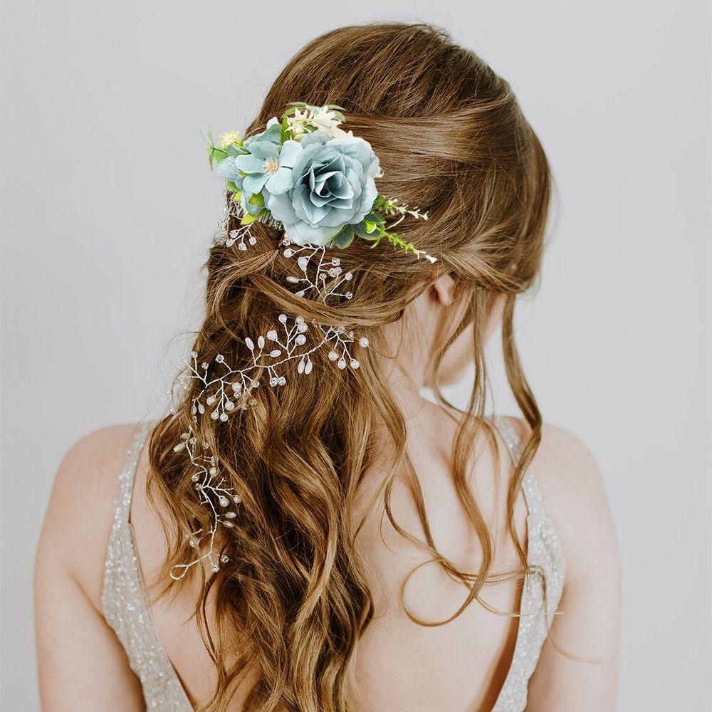 Свадебные хрустальные украшения для волос Цветочная расческа для волос Свадебные аксессуары для волос Расческа для волос с цветочными листьями