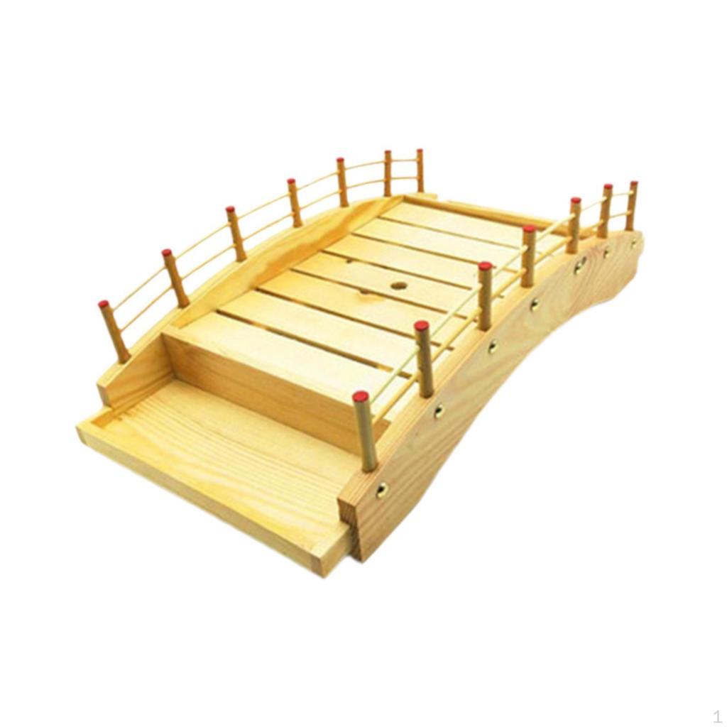Wood Sushi Bridge Dish Food Plate Tableware Wooden Arch Platter for Restaurant
