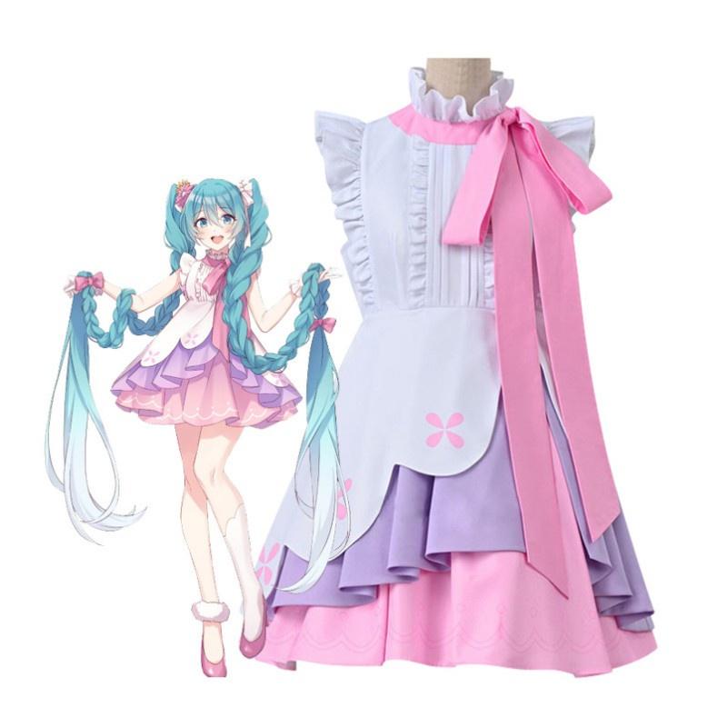 Милый и прекрасный косплей-костюмный набор Hatsune Miku длинные волосы принцесса