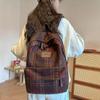 Женский рюкзак в стиле ретро, ​​шерстяной клетчатый школьный рюкзак, школьный рюкзак для девочек