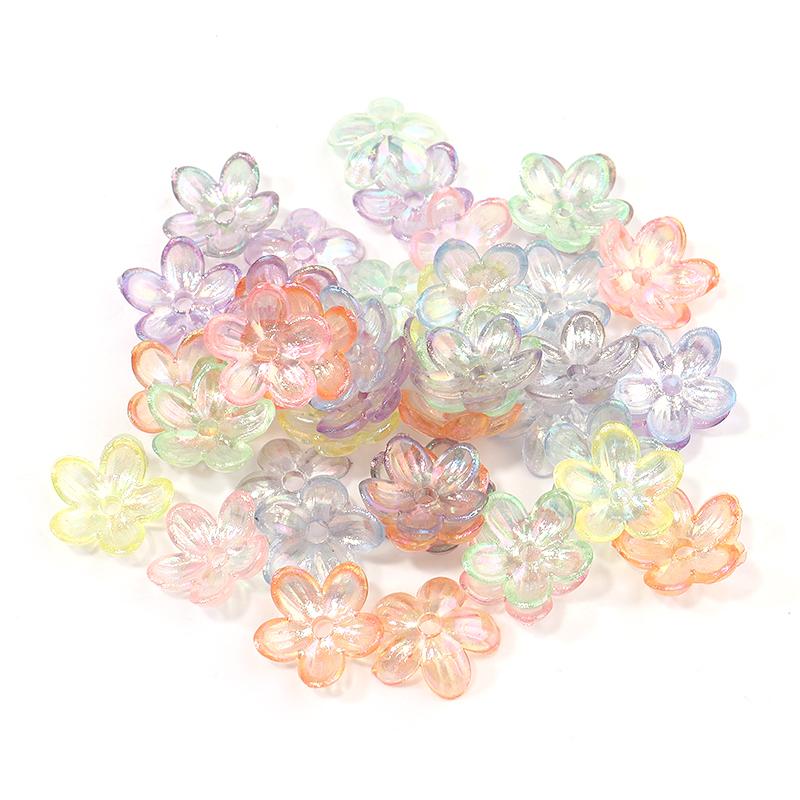 100pcs/lot Colorful Acrylic Beads Flower Leaf Beads Caps Loose Spacer Beads For Jewelry Making DIY Bracelet Necklace Accessorie