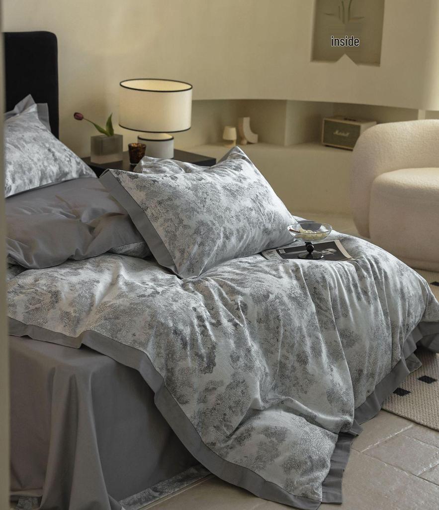 Американский ретро фланелевый постельный комплект из 4 предметов из 100% хлопка - Мягкий, теплый и приятный для кожи для осени/зимы