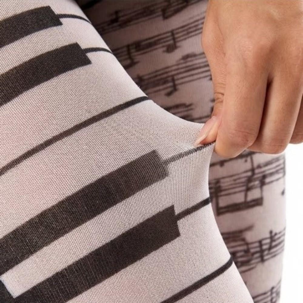 Elastic Piano Stockings Seamless Black White Pantyhose Funny Music Note Tights Cosplay