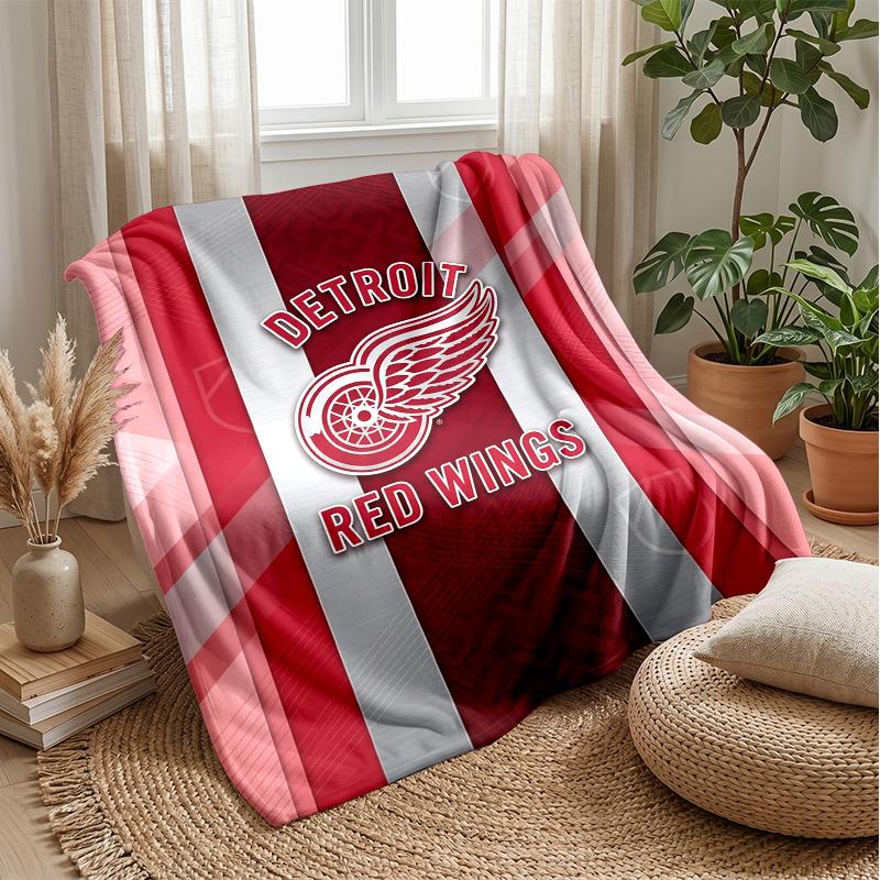 Detroit Red Wings Flannel Fleece Blanket Cozy Warm Throw Blanket For Couch Bed Travel All Season Use