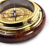Antique Royal Brass Wood Table Nautical Compass (Cherry)