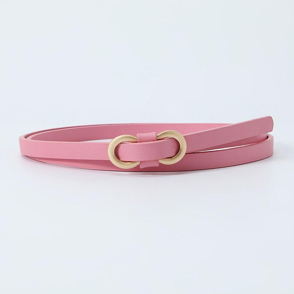 Ladies Vintage Shirt Dress Leather Belt Thin Waist Strap Trouser Dress Belts 8-Shaped Buckle Belts