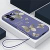 Мягкий чехол с рисунком бабочки для iPhone 16 15 Pro Max 14 13 Xiaomi 13T Poco X7 X6 Redmi Note 14 13 12, противоударный чехол с ручной веревкой