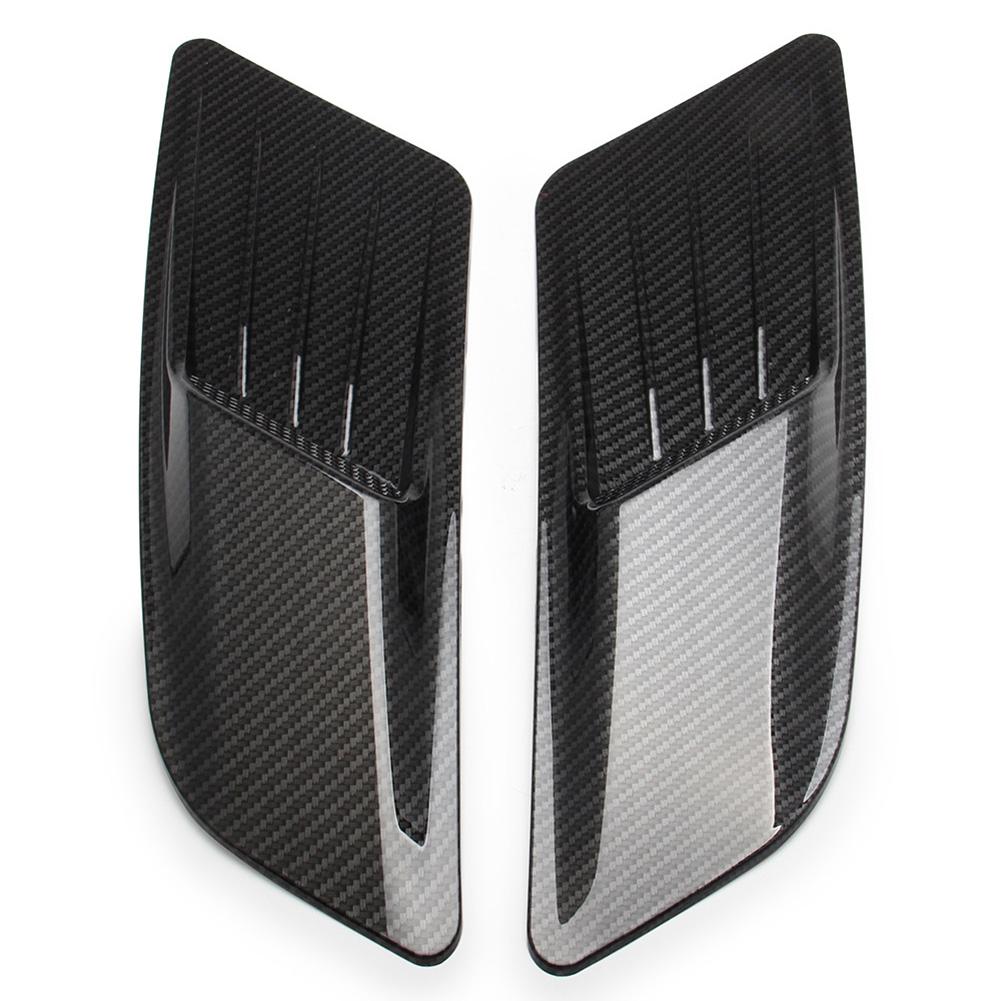 2Pcs Car Hood Vents Glossy Black/Carbon Fiber Car Hood Air Flow Intake Scoop Bonnet Vent Cover Trim for Ford Mustang 2015-2017