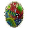 [P9846] - Artisanal Silver Ring 'Columbine & Harlequin' Multicolored Silver - 25x15 Mm