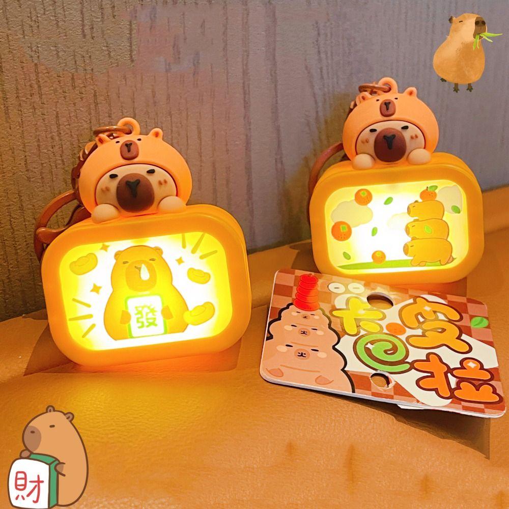 Мультяшный Капибара ПВХ Брелок Светящийся Светящийся Телевизор Подвеска Мигающий Свет Брелок Пара