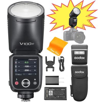 Авторизованная TTL-вспышка Godox для камеры 100 Вт, круглая головка, OLED-экран и HSS, Godox V100S для Sony [Официальный дилер Godox] V100-S (для Sony), Обновление V1Pro-S, (с