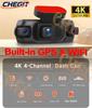 2026НОВЫЙ 4-канальный WIFI GPS 4K 1080P Автомобильный видеорегистратор 360° Видеорегистратор для автомобилей HD Видео Передняя и задняя камеры Черный ящик Автомобильные аксессуары