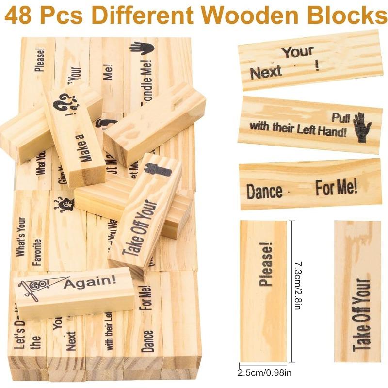 Игра для пары для взрослых, 48 шт. розовая деревянная игра «Башня похоти» для озорных идей для свиданий и забавные подарки для пары для нее, уникальный подарок для игры в складывание