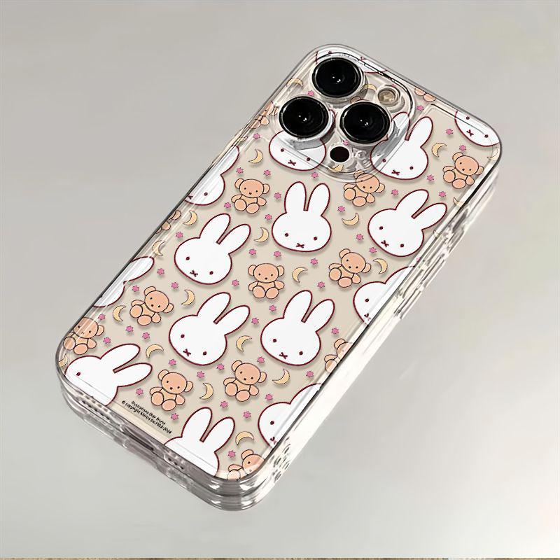 Прозрачный мультяшный чехол Miffy Rabbit & Bear для Apple XS/13Pro/14/15/16/17 Pro Max