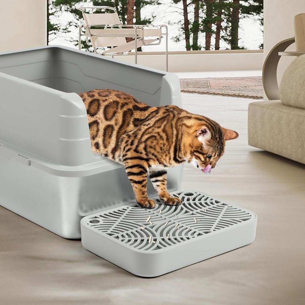 Cat Litter Box Ramp, Litter Box Step Mat with Filter Function Cat Stair for Litter Box, Easy to Clean, 11.8''x 8.2''x 2'' Cats Pedal Step Stool Ideal