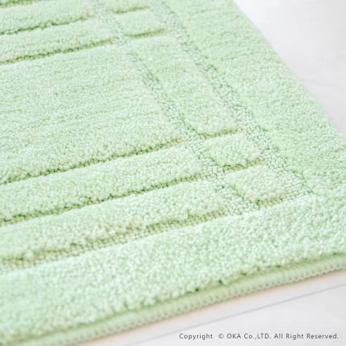 OKA Crum Bath Mat, Approx. 45cm X 65cm, Green (Washable, Non-Slip, Foot Mat)