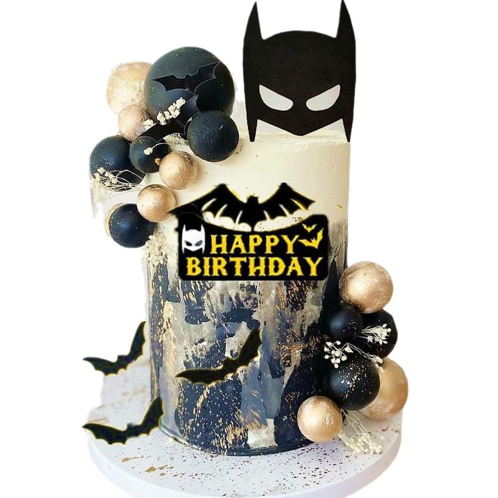 Superhero Bat Birthday Cake Topper Happy Birthday Cake Decorations for Hero Themed birthday Party Supplies Bat Birthday Decor