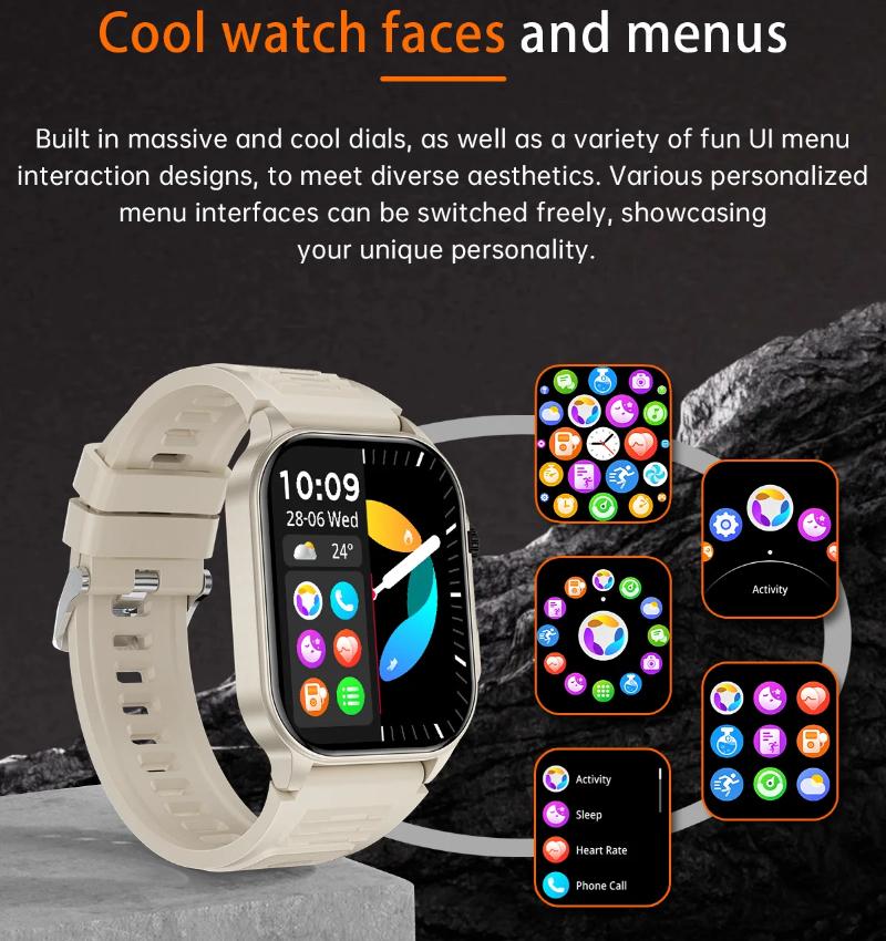 2025 Новые мужские смарт-часы Фонарик 2.01" HD Большой экран Голосовой ИИ Bluetooth Звонок Спортивные часы Монитор здоровья Смарт-часы Женские