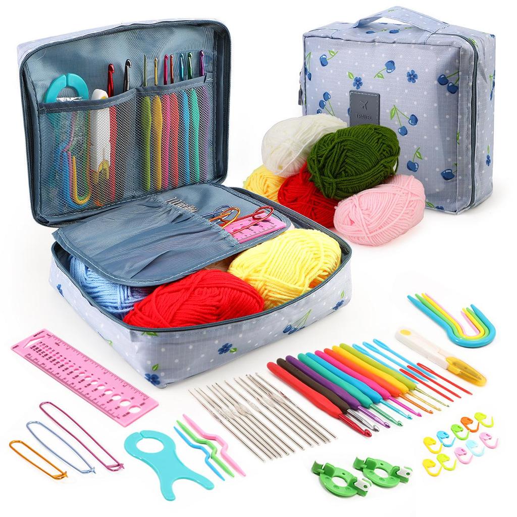 Beginner Crochet Kit with Multi-color Storage Bag and Yarn Accessories