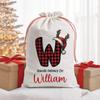 Personalized Name Gift Bag Merry Christmas Santa Sack Kids Present Santa Stocking Drawstring Bag Christmas Decoration Item Gift