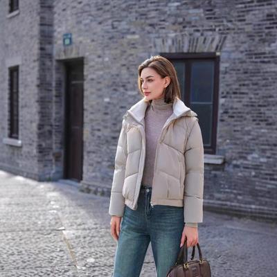 Женская зимняя новая модная милая пуховая хлопковая одежда с капюшоном из пуха ягненка, со съемными рукавами, тонкая одежда-хлеб