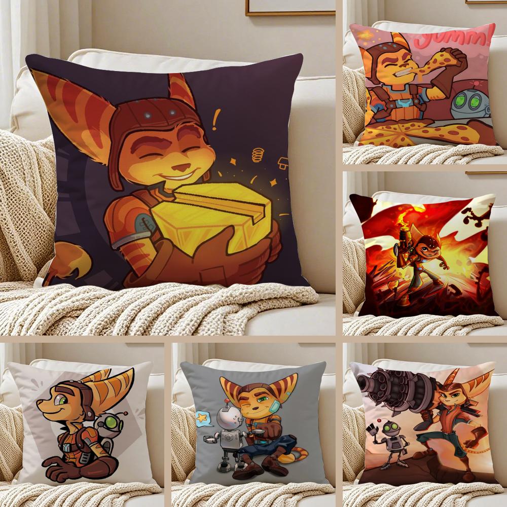 RRatchet N CClank Cushion Cover Silky Short Plush DoubleSided Printed Pillow Case for Sofa All Seasons Home Decor Gift