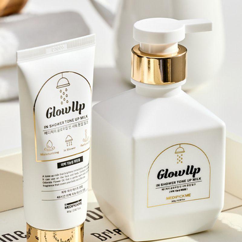 Medipick Me Glow Up Молочко для выравнивания тона кожи в душе 300 г + 80 г Кремовый тонер для душа 48-часовое поддержание эффекта