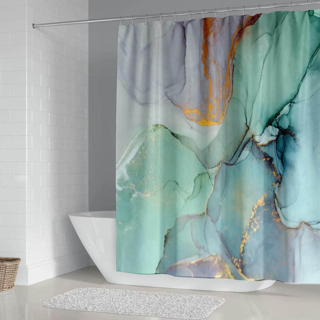 Комплект водонепроницаемых и устойчивых к плесени занавесок для душа с цифровой печатью – утолщенный полиэстер, установка без перфорации