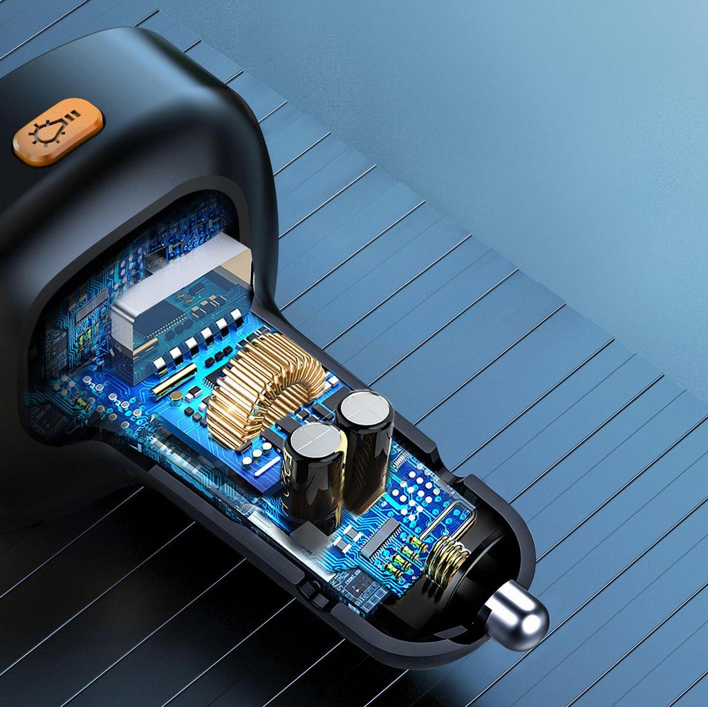 C22 Автомобильный MP3-плеер с двойным дисплеем, Bluetooth, с обнаружением напряжения, быстрой зарядкой USB и FM-трансмиттером