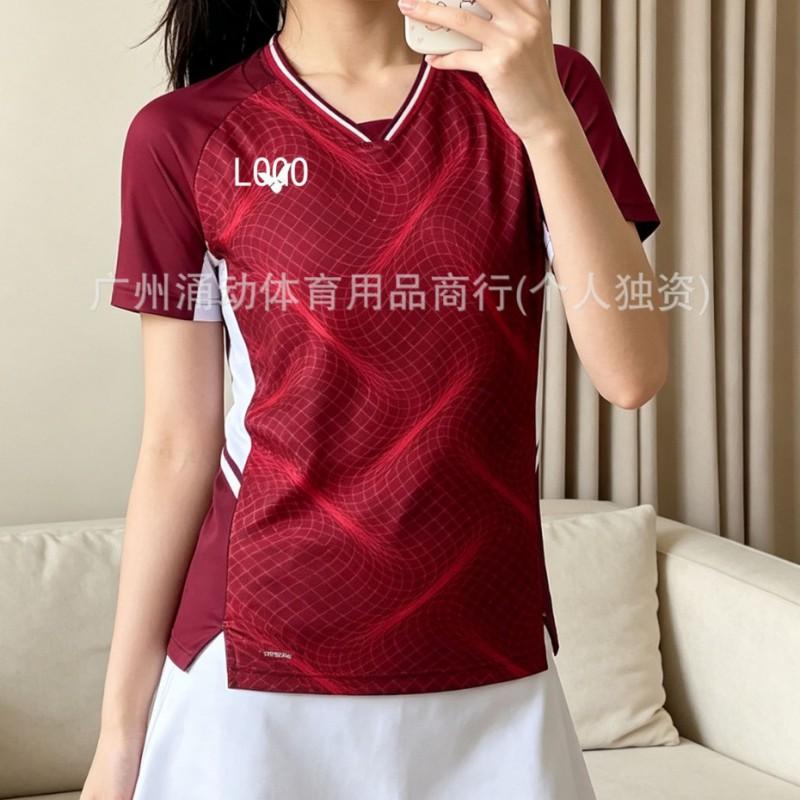 Quick-Dry Badminton Shirt Red White Grid Sport T-Shirt Team Building Gym Volleyball Ping Pong