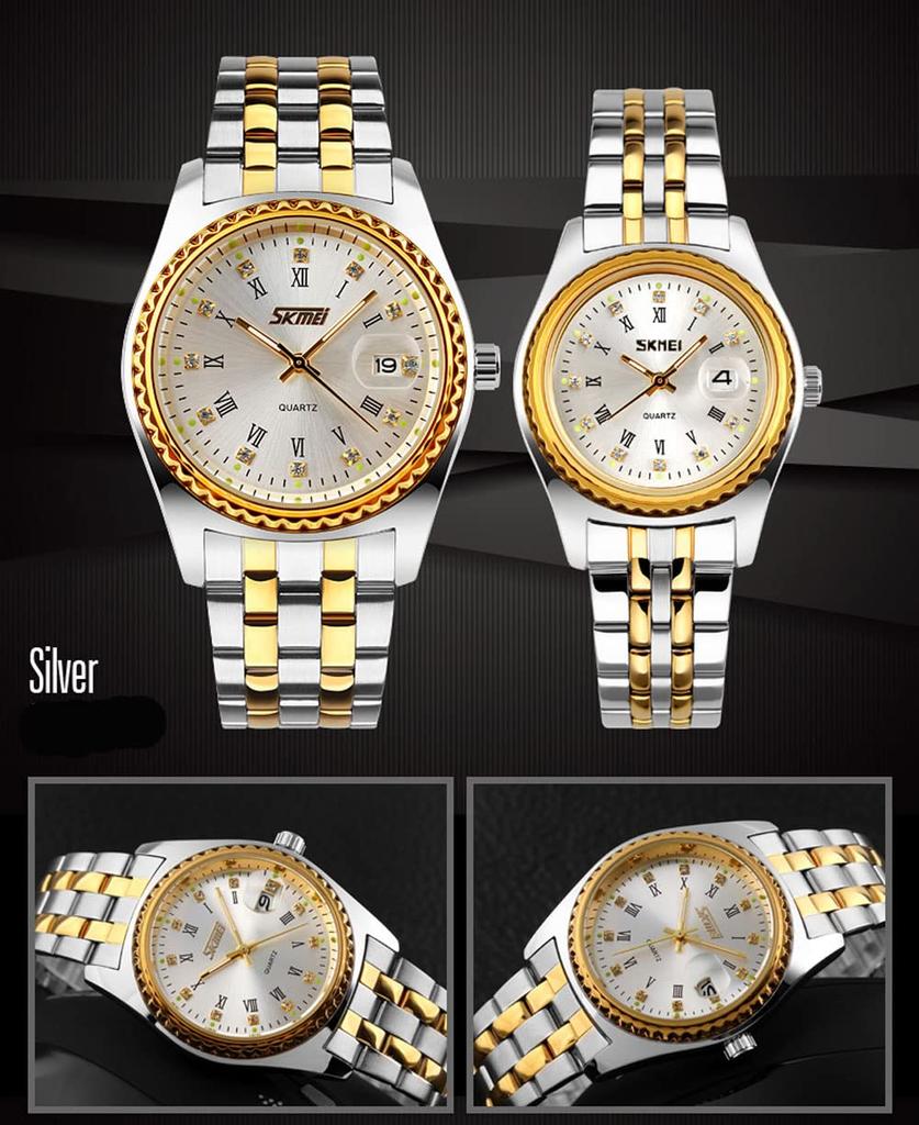 Watch Gold Silver Stainless Steel Waterproof Business Classic Arm Watch Ladies Analog Quartz Brand Stylish Casual Simple Date Watch Luxury Gift Watch