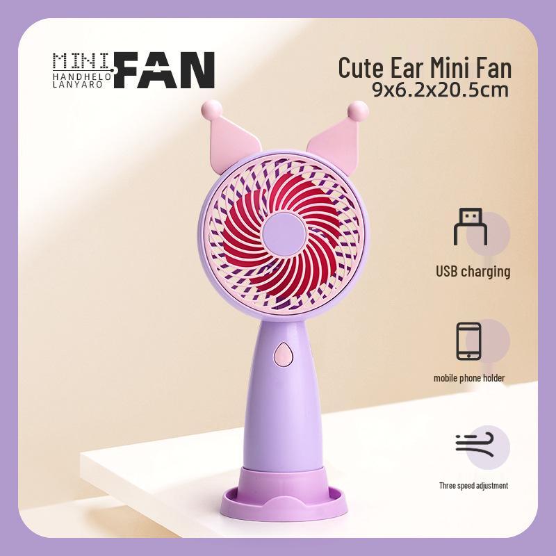 Portable Mini USB Rechargeable Handheld Fan with Desktop Stand - Student Gift