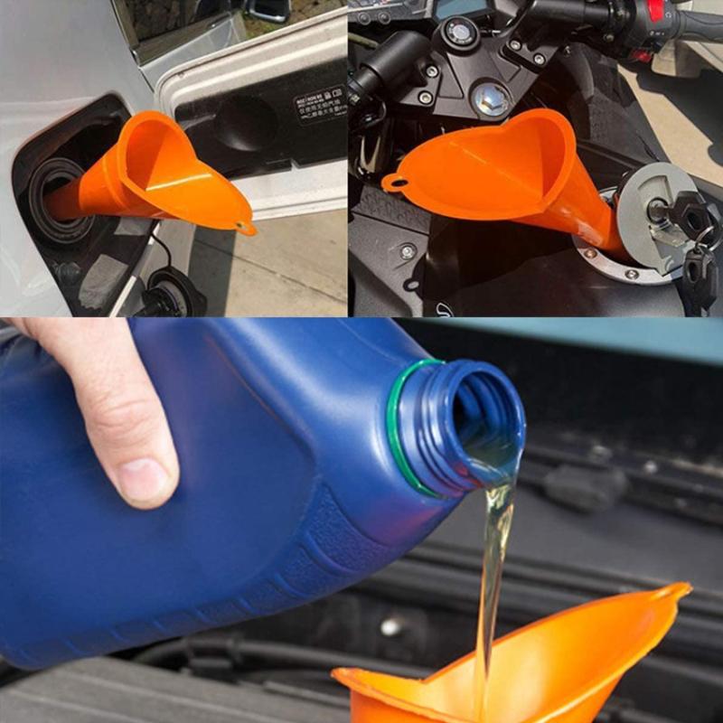 1/4Pcs Anti-splash Car Long Mouth Oil Funnel Filling Tool Gasoline Oil Fuel Plastic Motorcycle Engine Refueling Auto Accessories