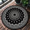 Nordic Round Printed Carpet Mandala Black Living Room Rug Coffee Table Foot Pad Bedroom Floor Mat Bay Window Fluffy Chair Mat