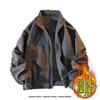 Men S Stand Collar Fleece Loose Fit Outdoor Flight Jacket For Students