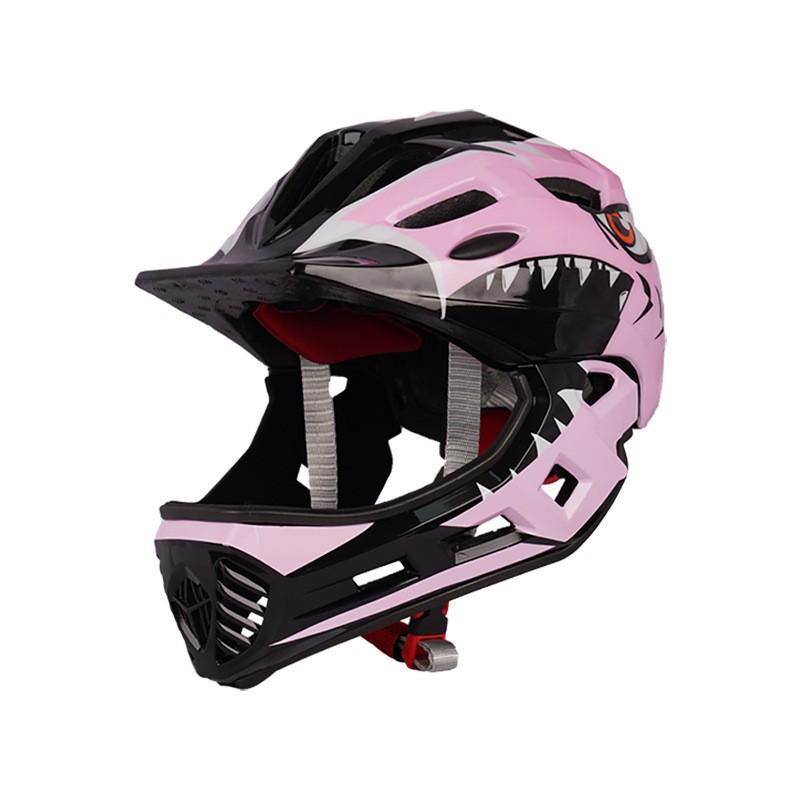 Kids Full Face Skate Helmet With Removable Chin Guard Cartoon Monster Design Roller Skating Cycling Safety Gear