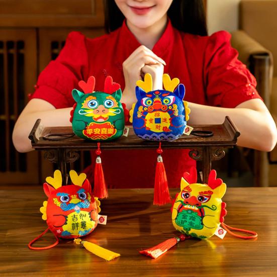 Китайский новогодний талисман дракона, мягкие плюшевые подвесные подвески, украшение года дракона для автомобиля, украшение для дома, весеннего фестиваля