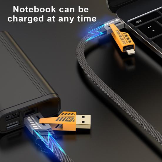 25/100/150/200 СМ Зарядный кабель 4-в-1 PD 65 Вт USB Type-C 8-контактный портативный портативный мобильный телефон с быстрой зарядкой для планшета Плетеный кабель для передачи данных Проводной шнур Аксессуары для телефонов